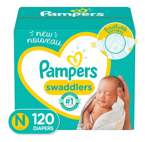 Pampers Swaddlers Etapa Recién Nacido, 120 Pañales Unisex