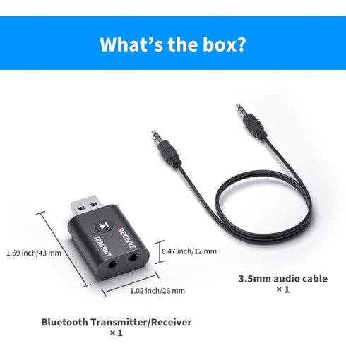 Imagen 3 de 5 de Transmisor Y Receptor De Audio Bluetooth Inalambrico 2en1 B.