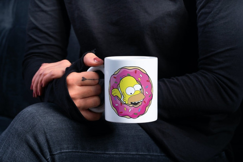 Taza Café Homero Dona Los Simpson Diseño Unico 11 Oz