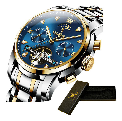 Reloj Mecánico Olevs Tourbillon De Acero Inoxidable Para Hom Color Del Fondo Silver Golden Blue