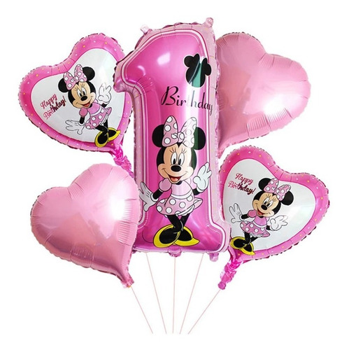 Globos Metalico De Minnie Mouse No.1 Kit 5pz 73cm