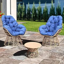 Comprar Juego De Sillas Giratorias Mecedoras Cojin Azul Vixlon 