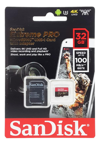 Tarjeta De Memoria Sandisk Extreme Pro Micro Sdhc De 32gb