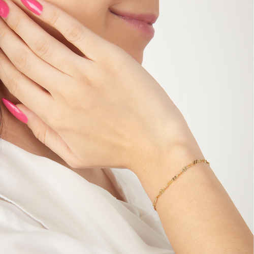 Pulsera Mujer Trebol 2mm Plata Baño Oro 24k Duodeluxejoyas®