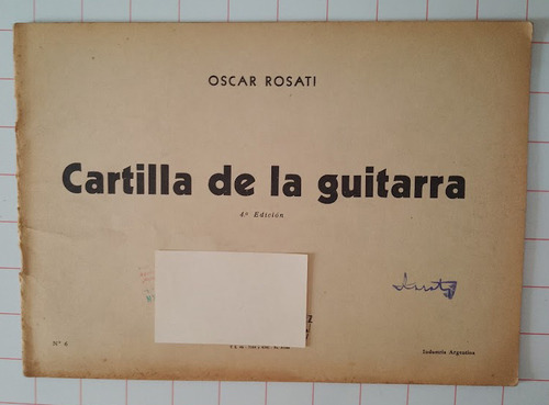 Cartilla De La Guitarra Óscar Rosati   Antigua Casa Nuñez 