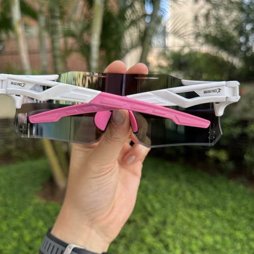 Óculos Esportivo Pulse Branco Com Rosa Baixa Pace®