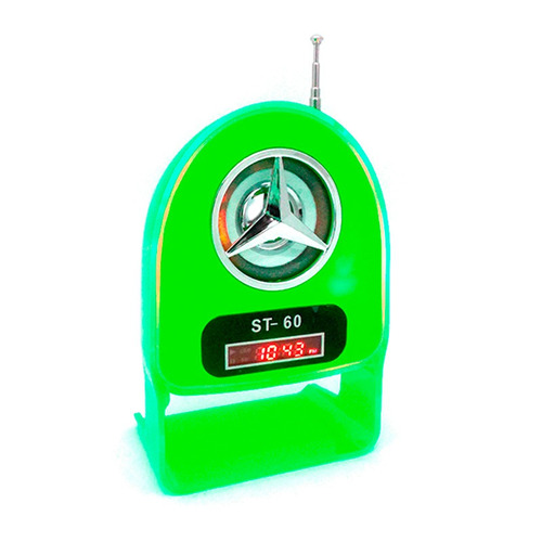 Velikka Bocina Retro Recargable Usb Fm Led Neon St-60 Verde