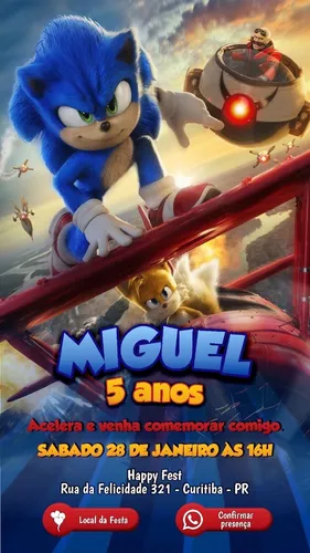 Convite Digital Sonic - Fazendo a Nossa Festa