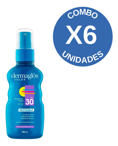 Combo X6 Dermaglos Protector Solar Fps 30 Spray Invisible 