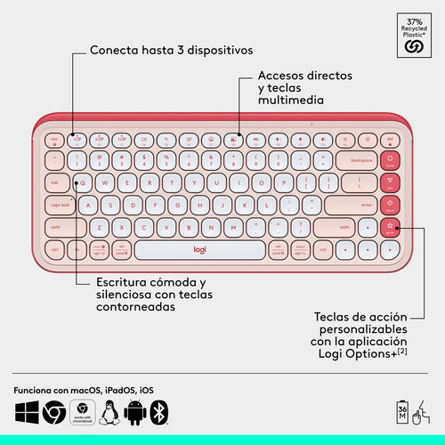 Kit Teclado Y Mouse Pop Icon Logitech Bt Inalambrico Español