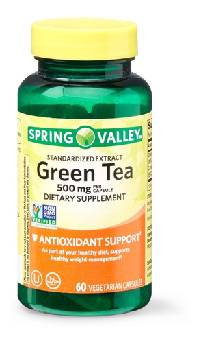 Cápsulas De Té Verde De 500 Mg (60 Ct) De Spring Valley Con 