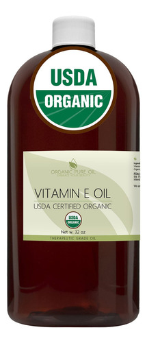 Aceite De Vitamina E, Orgánico, Certificado Por Usda, 43,0.