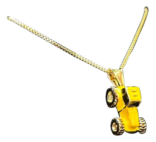 Colar Agro Correntinha Com Pingente Trator Banhado Ouro 18k Cor Amarelo