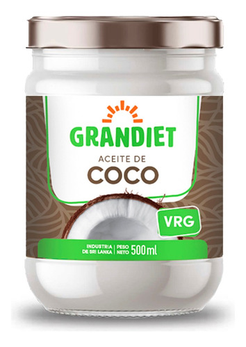 Aceite De Coco Virgen Prensado En Frio X 500 Ml Frasco Vidri