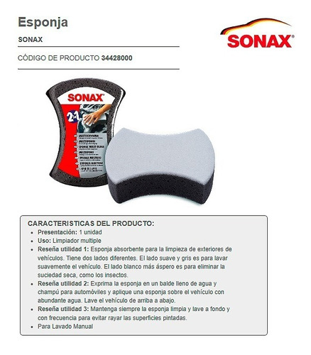 Esponja Para Lavado De Autos Y Multiuso Sonax / Dechaus