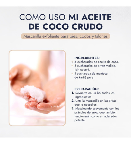 Imagen 5 de 10 de Aceite De Coco Extravigen Prensado Cosmetica Jabones 500 G