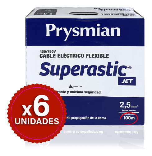 Cable 2.5mm Unipolar Superastic Pirelli Prysmian X600 Mts.