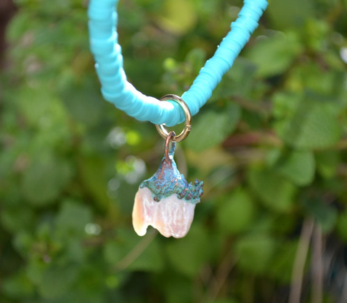 Imagen 5 de 10 de Collar Turquesa Con Perla Natural De Rio, Gatito, Cod1