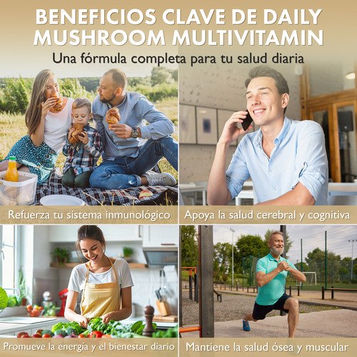 Multivitaminico Newmanity Wellness Daily Mushroom pote con 300 cápsulas sin sabor