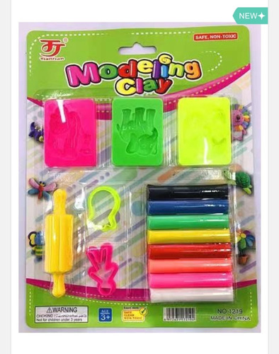 Set Plasticina 8 Colores Molde Figuras Escolar Niños 