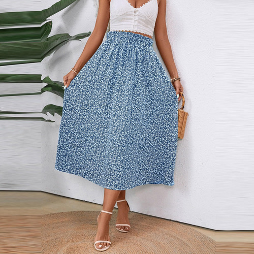 Saia Feminina P, Moda, Casual, Verão, Com Cordão, Estampa De