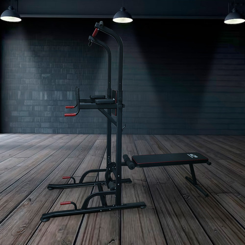 Estación Barras Inmersión Tabla Abdominales Pull Ups Fitness Estructura Gris oscuro Tapizado Gris oscuro
