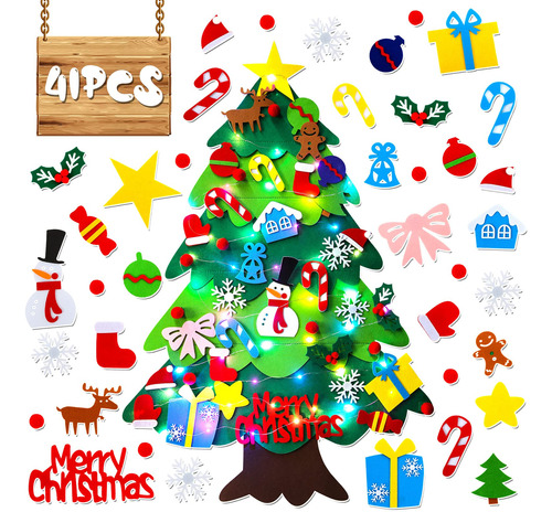 41 Piezas De Árbol De Navidad De Fieltro Para Niños, Jueg.