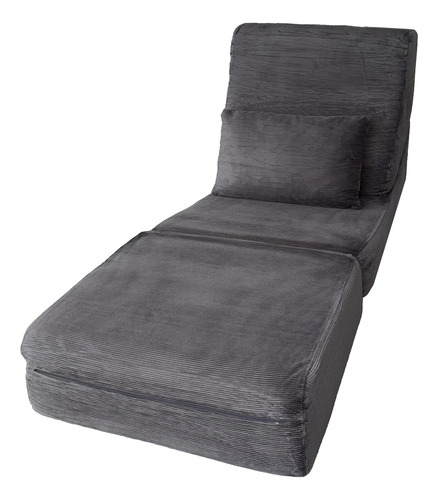 Sillon En Caja Diseño California Corderoy Premium Gris Oscuro