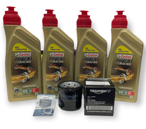 Kit Troca De Óleo Castrol 10w50 Triumph