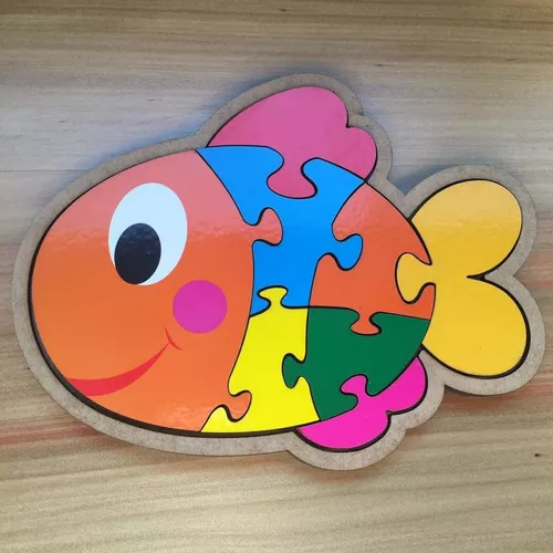 Quebra Cabeça Infantil de Peixinho em Madeira (MDF)