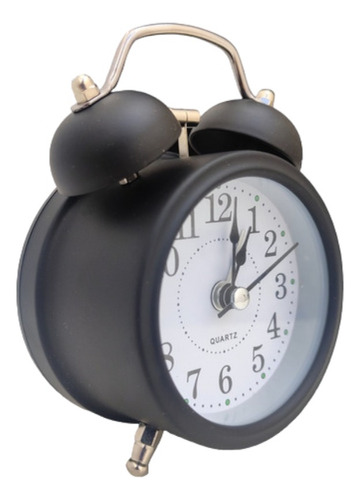 Relógio Despertador Metal Antigo Retrô Sino Super Alto C Luz Cor Preto