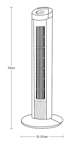 Imagen 7 de 7 de Ventilador De Torre Giratorio 3 Velocidades Temporizador