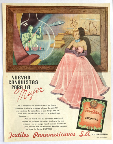 Textiles Panamericanos Medellín Aviso Publicitario De 1949