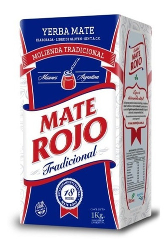 Yerba Mate Rojo Tradicional X 4 Unidades De 1kg
