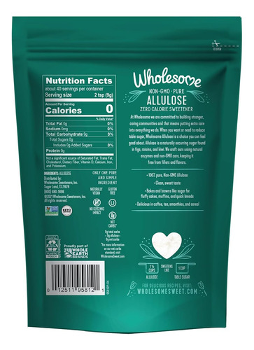Suplemento De Alulose Saudável 12 Onças 340 G 1 Lb
