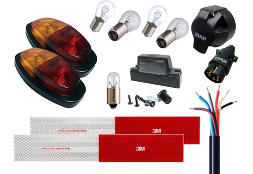 Imagem 1 de 10 de Kit Lanterna Sinalização Reboque Carretinha Chicote Tomada