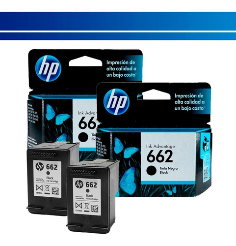 Combo 2 Cartucho Tinta Hp 662 Negro Original Cz103al Paquete