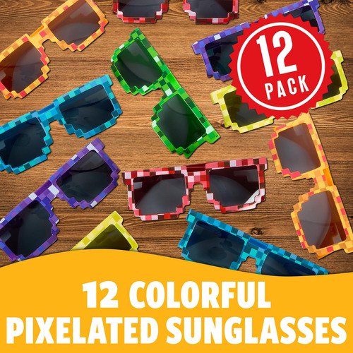 Gafas De Sol Pixel Coloridas, Paquete De 12 Lentes Pixeladas