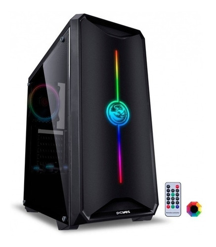 Gabinete Gamer Pcyes Nova Plus, Mid Tower, Com 1 Fan Rgb Cor Preto