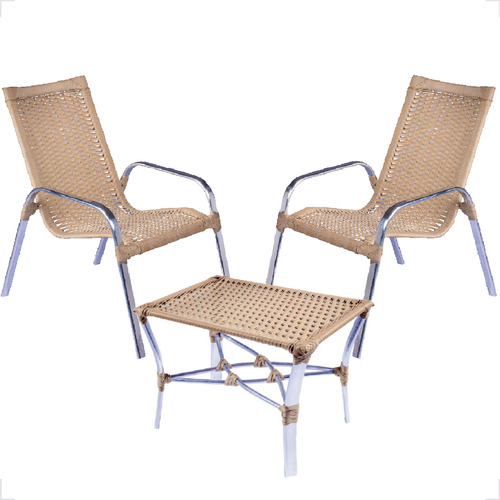 Cadeira De Jardim Fexx Fiberhome Conjunto Jardim Camurça Design Lisa Com Braços 2 Corpos 80cm X 56cm X 85cm - Kit Com 3 Unidades