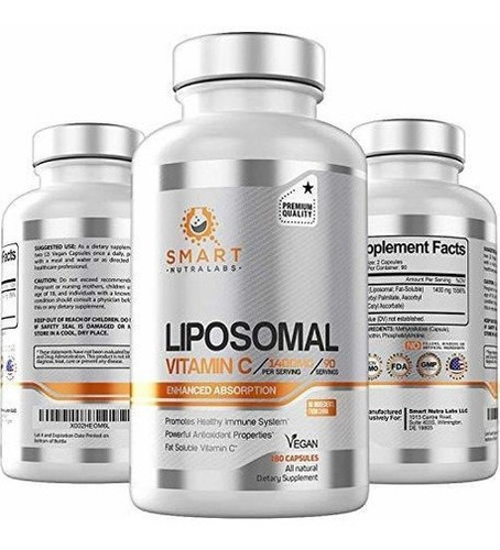 Vitamina C Liposomal 1400 Mg- 180 Capsulas Veganas- Ingredie