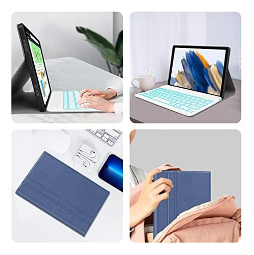 B Funda Con Teclado Juqitech For Galaxy Tab A8 Azul