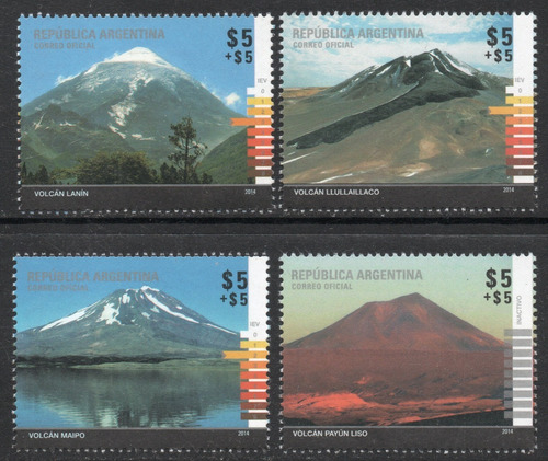 Argentina Serie X4 Sellos Mint Filatelia = Volcanes Año 2014