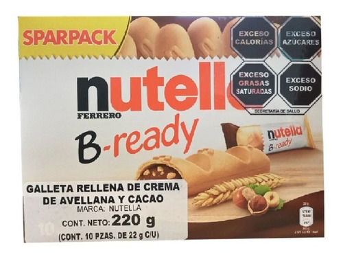 Nutella B-ready De 10 Piezas Galleta Rellena De Avellana