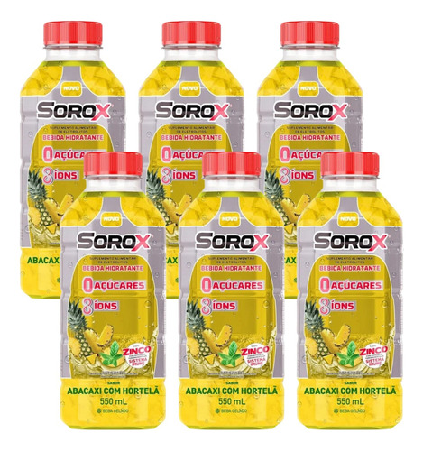 Sorox Abacaxi C/ Hortelã Pack C/6u 550ml Bebida Hidratante