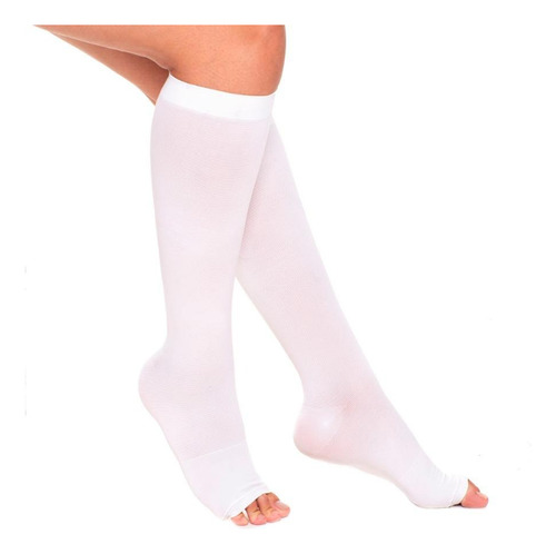 Meia Elástica 3/4 Cirúrgica Antitrombose Sem Ponteira Branco G