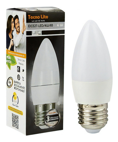 Foco Ahorrador Led Luz De Dia Tecnolite Diseño Tipo Vela Color de la luz Blanco frío