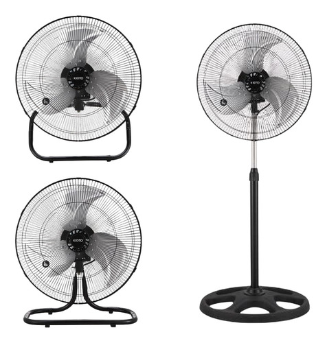 Ventilador Pedestal Industrial 90w 3 En 1 Kioto 18 Metalico Estructura Negro Diámetro 18 Material De Las Aspas Metal