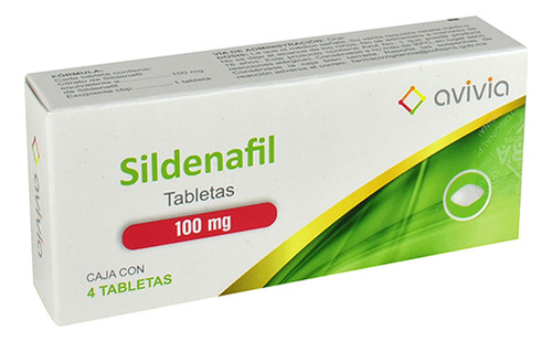 Sildenafil 100mg 4 Tabletas 100mg Caja Con 4 Tabletas