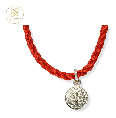 Imagen 3 de 8 de Pulsera Plata Hilo Seda Rojo Con Dije San Benito